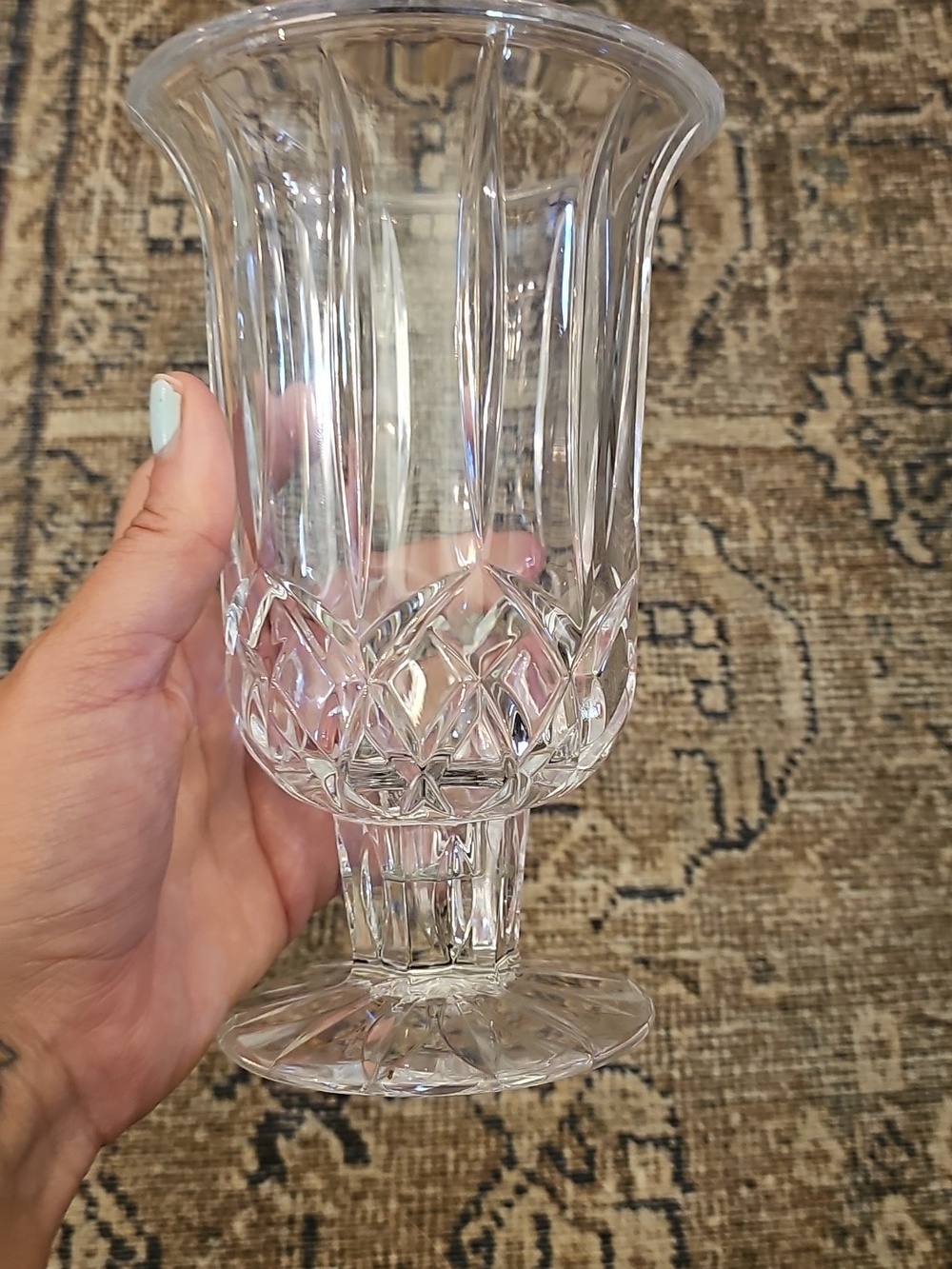 SALE! Vintage De Plomb Crystal Footed Vase Or Candle Holder - Picture 5 of 10